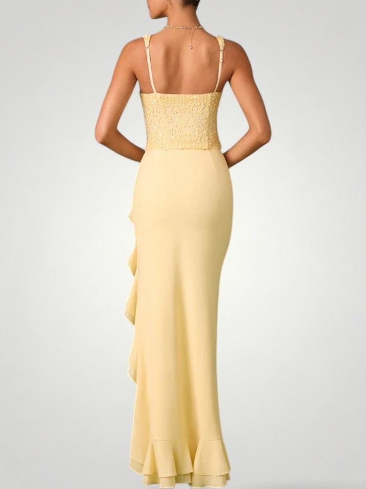 Elegantes Rüschendress mit Rückenausschnitt für Sommerpartys